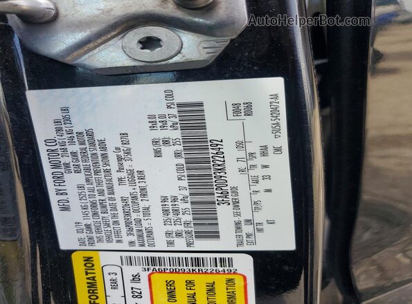 3FA6P0D93KR226492 2019 FORD FUSION Black Շարժիչի բաժամունքի տեսք