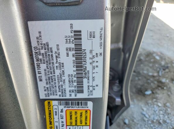 3FA6P0G71LR105374 2020 FORD FUSION Серебряный Вид подкапотного пространства
