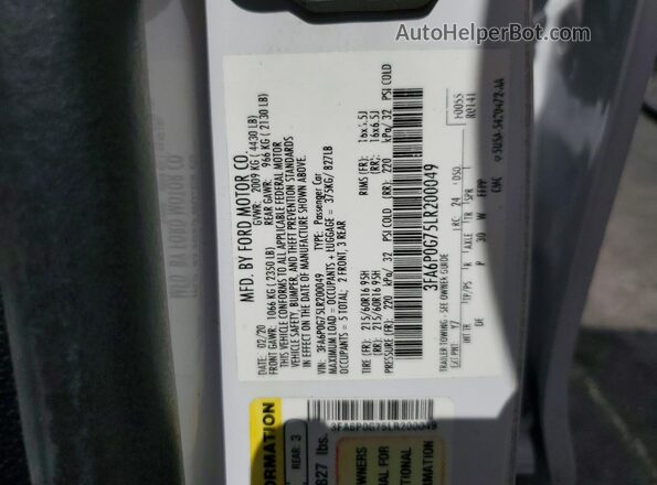 3FA6P0G75LR200049 2020 FORD FUSION White ძრავის განყოფილების ხედი