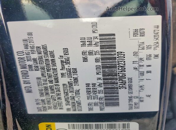 3FA6P0G76GR231039 2016 FORD FUSION Black Vista del compartimento del motor