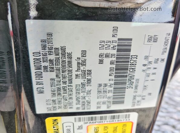 3FA6P0H71GR185733 2016 FORD FUSION Черный Вид подкапотного пространства