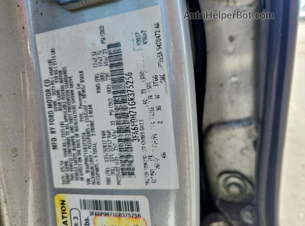 3FA6P0H71GR375256 2016 FORD FUSION Silver Вид підкапотного простору