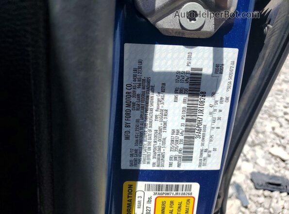 3FA6P0H71JR108268 2018 FORD FUSION Blue Engine compartment view
