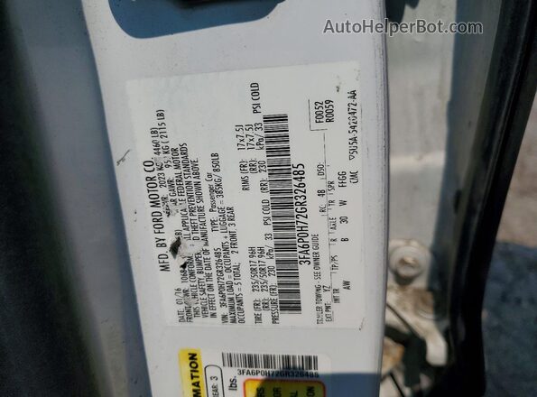 3FA6P0H72GR326485 2016 FORD FUSION White ძრავის განყოფილების ხედი