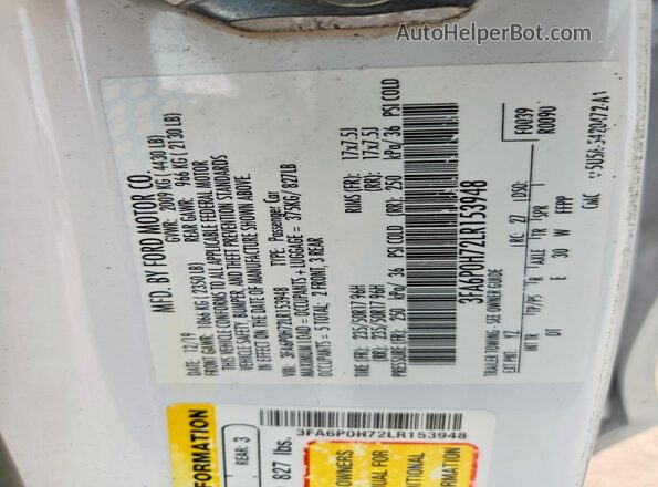 3FA6P0H72LR153948 2020 FORD FUSION White Вид підкапотного простору