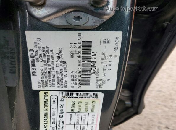 3FA6P0H74GR121072 2016 FORD FUSION Charcoal Вид підкапотного простору