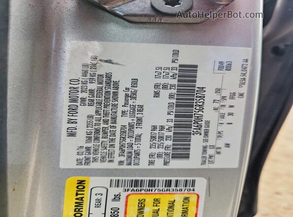3FA6P0H75GR358704 2016 FORD FUSION Silver Շարժիչի բաժամունքի տեսք