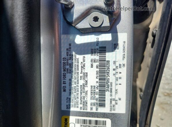 3FA6P0H75HR260208 2017 FORD FUSION Серебряный Вид подкапотного пространства