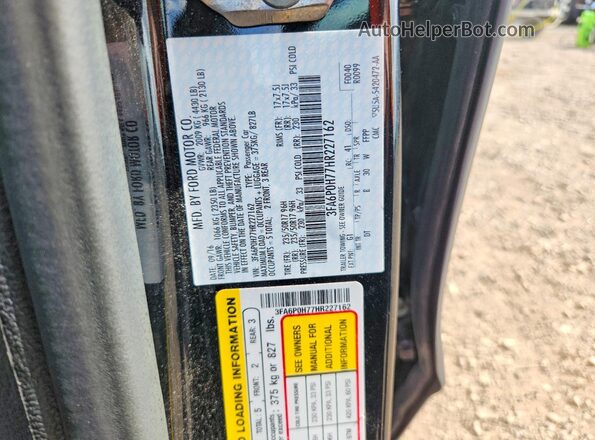 3FA6P0H77HR227162 2017 FORD FUSION Black Widok komory silnika