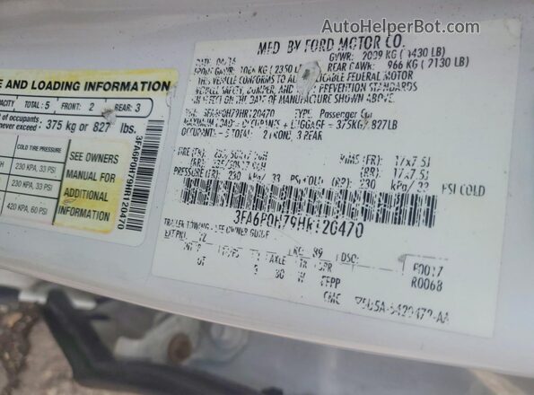 3FA6P0H79HR120470 2017 FORD FUSION White Widok komory silnika