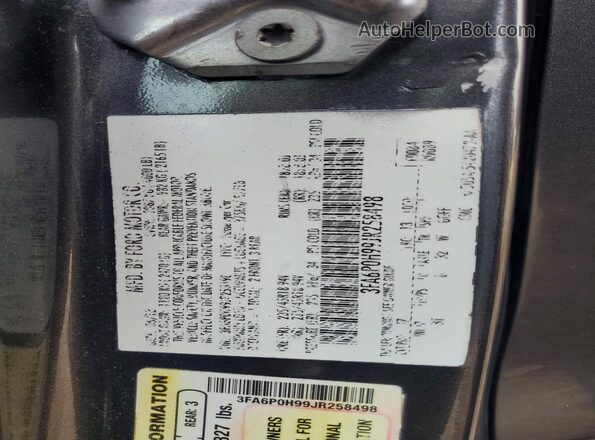 3FA6P0H99JR258498 2018 FORD FUSION Серый Вид подкапотного пространства