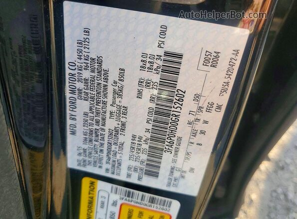 3FA6P0HD0GR152602 2016 FORD FUSION Black Widok komory silnika
