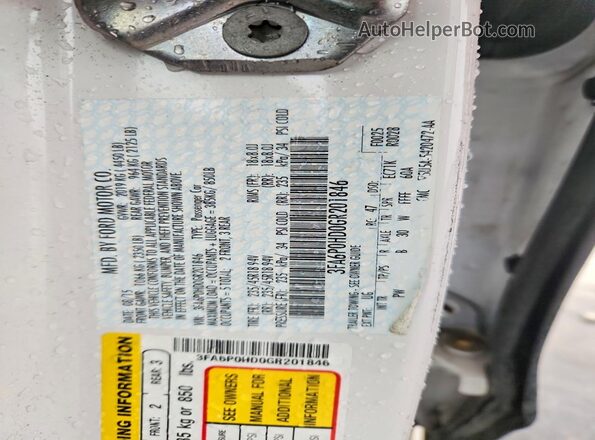 3FA6P0HD0GR201846 2016 FORD FUSION White Vista del compartimento del motor
