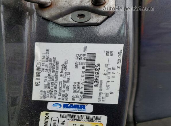 3FA6P0HD0GR332226 2016 FORD FUSION Gray Вид підкапотного простору