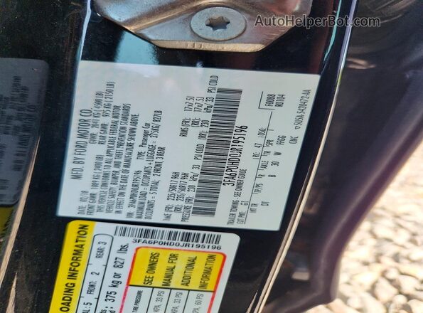 3FA6P0HD0JR195196 2018 FORD FUSION Черный Вид подкапотного пространства