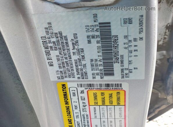 3FA6P0HD1HR249650 2017 FORD FUSION Silver Շարժիչի բաժամունքի տեսք