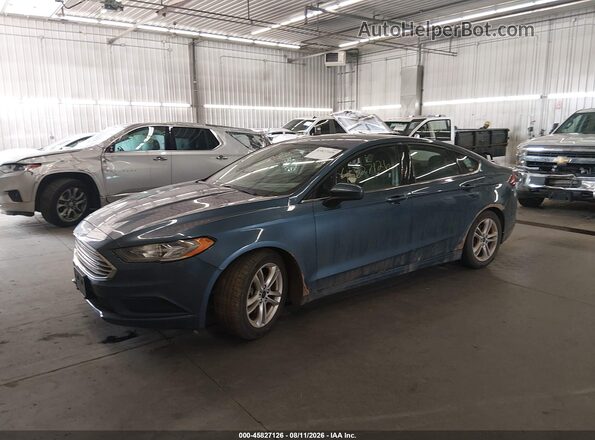 3FA6P0HD1JR167343 2018 FORD FUSION Синий Передняя левая четверть
