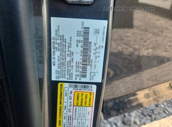 3FA6P0HD1LR229598 2020 FORD FUSION Gray Vista del compartimento del motor