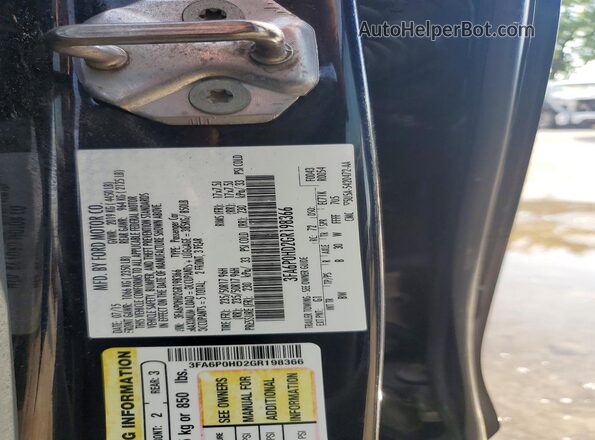 3FA6P0HD2GR198366 2016 FORD FUSION Черный Вид подкапотного пространства