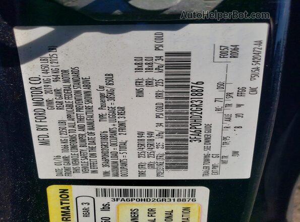 3FA6P0HD2GR318876 2016 FORD FUSION Black Engine compartment view