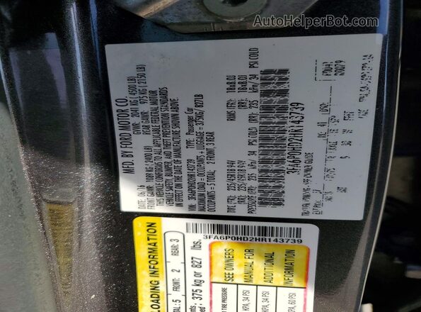 3FA6P0HD2HR143739 2017 FORD FUSION Gray Vista del compartimento del motor