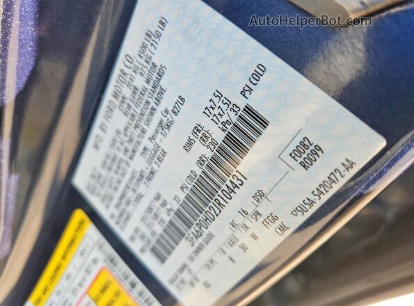 3FA6P0HD2JR104431 2018 FORD FUSION Blue Вид підкапотного простору