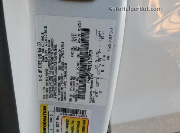 3FA6P0HD2LR135939 2020 FORD FUSION White Շարժիչի բաժամունքի տեսք