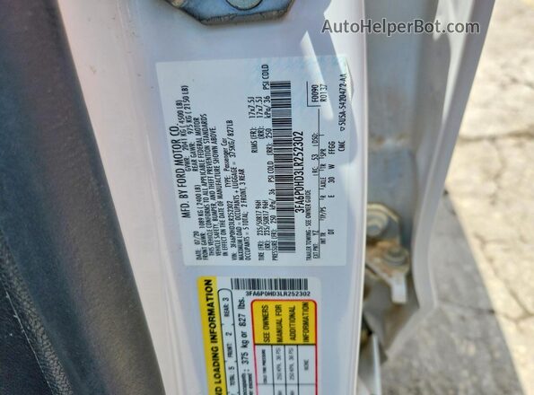 3FA6P0HD3LR252302 2020 FORD FUSION White Widok komory silnika