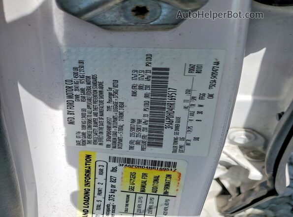 3FA6P0HD4HR169517 2017 FORD FUSION Белый Вид подкапотного пространства