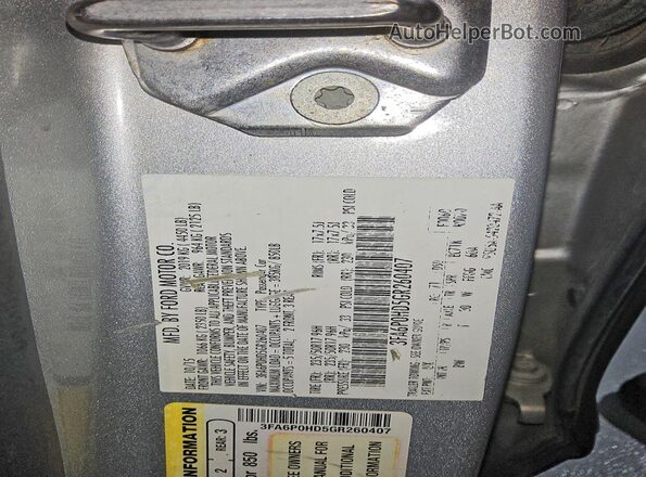 3FA6P0HD5GR260407 2016 FORD FUSION Silver Widok komory silnika