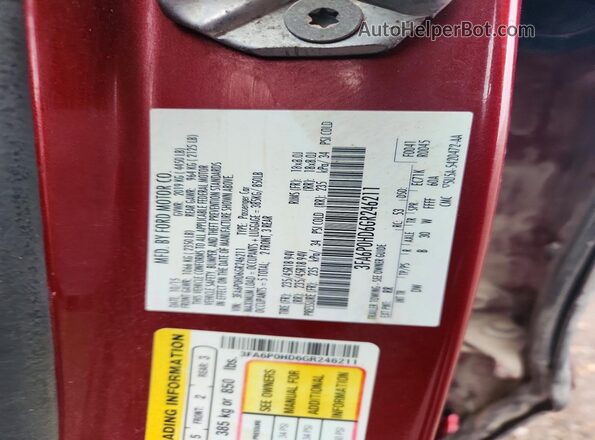 3FA6P0HD6GR246211 2016 FORD FUSION Красный Вид подкапотного пространства