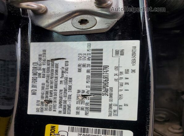 3FA6P0HD6JR174790 2018 FORD FUSION Черный Вид подкапотного пространства
