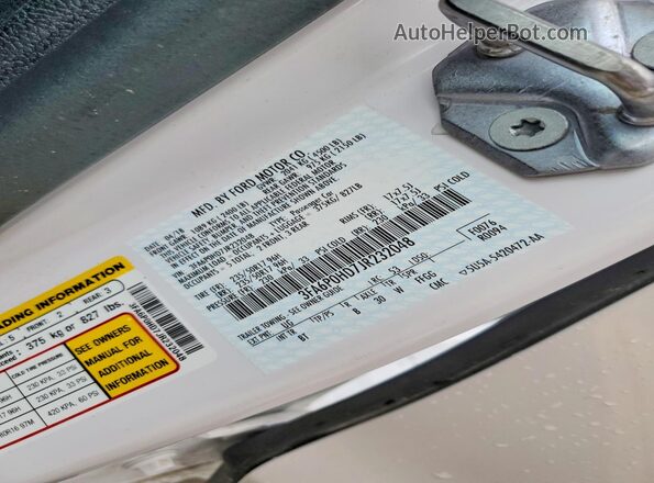 3FA6P0HD7JR232048 2018 FORD FUSION White ძრავის განყოფილების ხედი