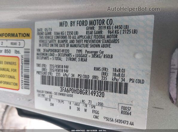3FA6P0HD8GR149320 2016 FORD FUSION Silver ძრავის განყოფილების ხედი