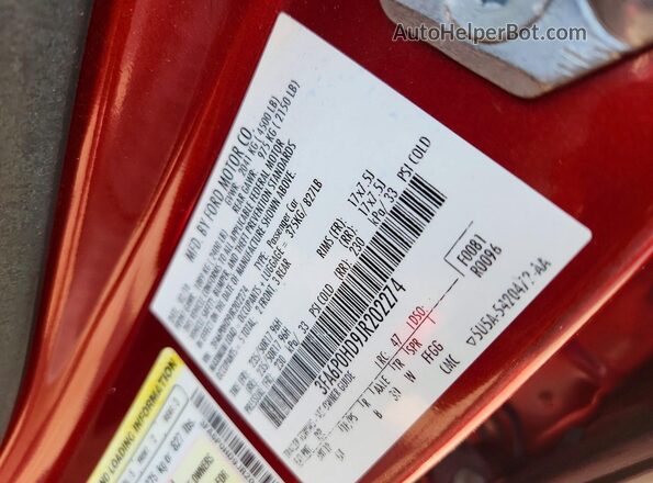 3FA6P0HD9JR202274 2018 FORD FUSION Red Engine compartment view