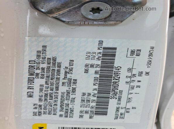 3FA6P0HD9LR249145 2020 FORD FUSION White Engine compartment view