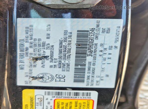 3FA6P0HDXGR153546 2016 FORD FUSION Black VIN sticker view