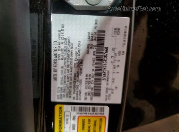 3FA6P0K94GR387668 2016 FORD FUSION Black Engine compartment view