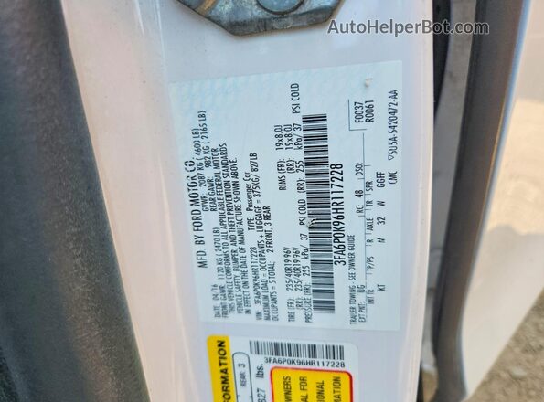 3FA6P0K96HR117228 2017 FORD FUSION White Вид підкапотного простору