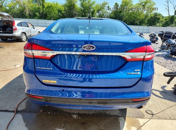 3FA6P0LU0JR146393 2018 FORD FUSION Синий Вид сзади