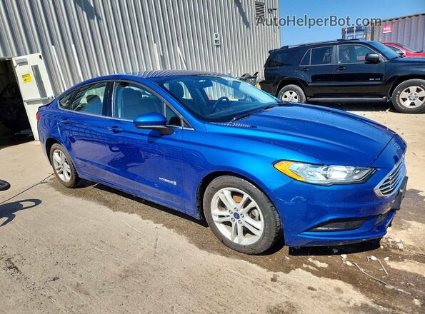 3FA6P0LU0JR146393 2018 FORD FUSION Синий Передняя правая четверть