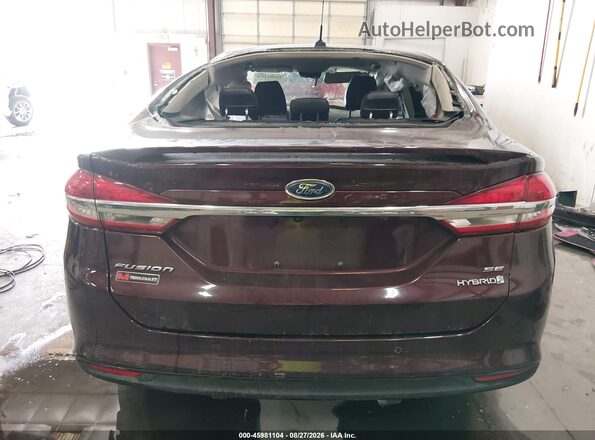 3FA6P0LU0JR253086 2018 FORD FUSION HYBRID Burgundy 