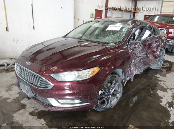 3FA6P0LU0JR253086 2018 FORD FUSION HYBRID Burgundy წინა მარცხენა ხედი სამი მეოთხედიდან
