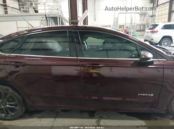 3FA6P0LU0JR253086 2018 FORD FUSION HYBRID Burgundy უკანა სალონის ხედი