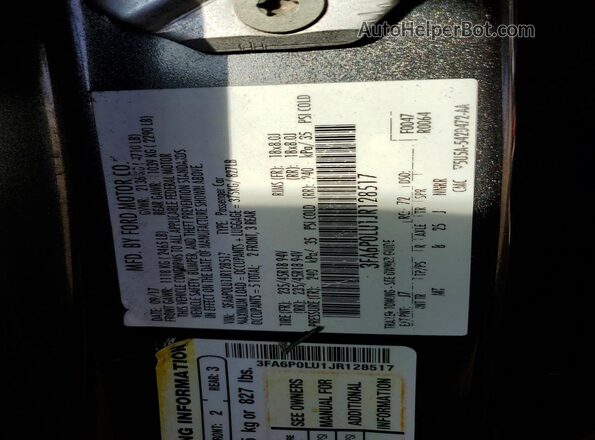 3FA6P0LU1JR128517 2018 FORD FUSION Gray Engine compartment view