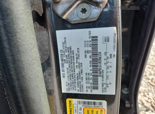 3FA6P0LU1JR286534 2018 FORD FUSION Charcoal Вид підкапотного простору