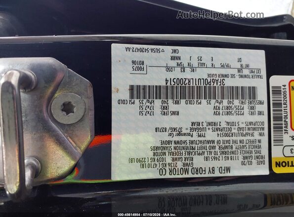 3FA6P0LU1LR200514 2020 FORD FUSION Black Շարժիչի բաժամունքի տեսք