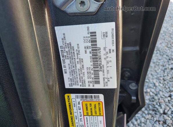 3FA6P0LU2KR114787 2019 FORD FUSION Black 