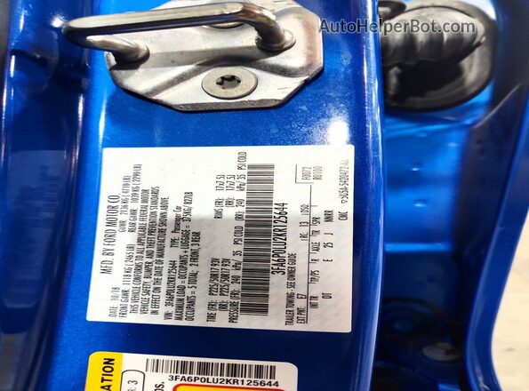 3FA6P0LU2KR125644 2019 FORD FUSION Синий Вид подкапотного пространства