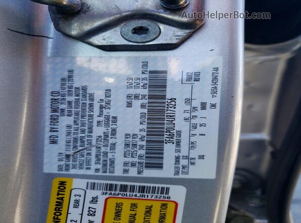 3FA6P0LU4JR173256 2018 FORD FUSION Silver VIN կոդի պիտակի տեսք